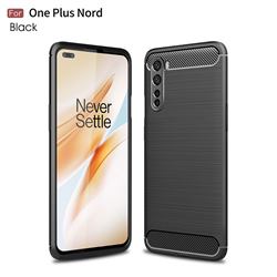 Luxury Carbon Fiber Brushed Wire Drawing Silicone TPU Back Cover for OnePlus Nord (OnePlus 8 NORD 5G, OnePlus Z) - Black