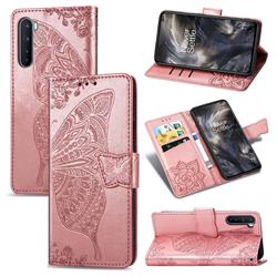 Embossing Mandala Flower Butterfly Leather Wallet Case for OnePlus Nord (OnePlus 8 NORD 5G, OnePlus Z) - Rose Gold
