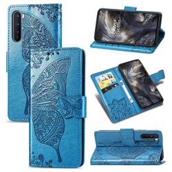 Embossing Mandala Flower Butterfly Leather Wallet Case for OnePlus Nord (OnePlus 8 NORD 5G, OnePlus Z) - Blue