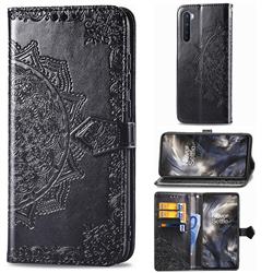 Embossing Imprint Mandala Flower Leather Wallet Case for OnePlus Nord (OnePlus 8 NORD 5G, OnePlus Z) - Black