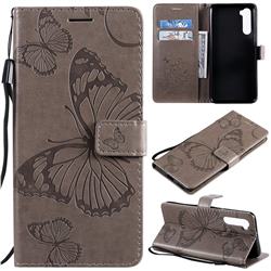Embossing 3D Butterfly Leather Wallet Case for OnePlus Nord (OnePlus 8 NORD 5G, OnePlus Z) - Gray