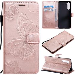 Embossing 3D Butterfly Leather Wallet Case for OnePlus Nord (OnePlus 8 NORD 5G, OnePlus Z) - Rose Gold