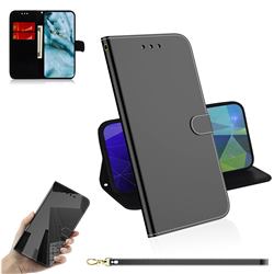 Shining Mirror Like Surface Leather Wallet Case for OnePlus Nord (OnePlus 8 NORD 5G, OnePlus Z) - Black