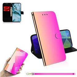 Shining Mirror Like Surface Leather Wallet Case for OnePlus Nord (OnePlus 8 NORD 5G, OnePlus Z) - Rainbow Gradient