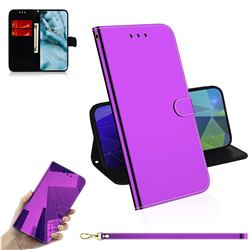 Shining Mirror Like Surface Leather Wallet Case for OnePlus Nord (OnePlus 8 NORD 5G, OnePlus Z) - Purple