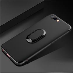 Anti-fall Invisible 360 Rotating Ring Grip Holder Kickstand Phone Cover for Oppo R11 - Black