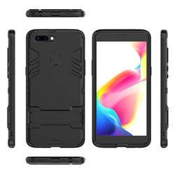 Armor Premium Tactical Grip Kickstand Shockproof Dual Layer Rugged Hard Cover for Oppo R11 Plus - Black