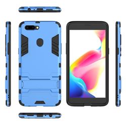 Armor Premium Tactical Grip Kickstand Shockproof Dual Layer Rugged Hard Cover for Oppo R11 Plus - Light Blue