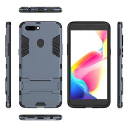Armor Premium Tactical Grip Kickstand Shockproof Dual Layer Rugged Hard Cover for Oppo R11 Plus - Navy