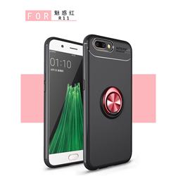 Auto Focus Invisible Ring Holder Soft Phone Case for Oppo R11 Plus - Black Red