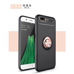 Auto Focus Invisible Ring Holder Soft Phone Case for Oppo R11 Plus - Black Gold