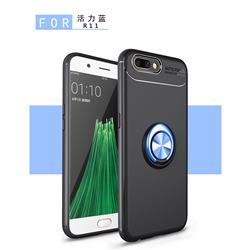 Auto Focus Invisible Ring Holder Soft Phone Case for Oppo R11 Plus - Black Blue