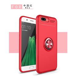 Auto Focus Invisible Ring Holder Soft Phone Case for Oppo R11 Plus - Red