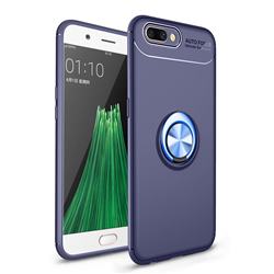 Auto Focus Invisible Ring Holder Soft Phone Case for Oppo R11 Plus - Blue