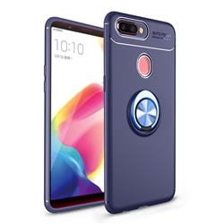 Auto Focus Invisible Ring Holder Soft Phone Case for Oppo R11s - Blue