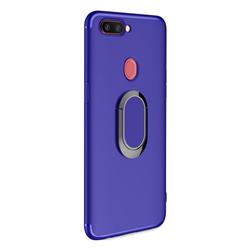 Anti-fall Invisible 360 Rotating Ring Grip Holder Kickstand Phone Cover for Oppo R11s - Blue