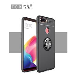 Auto Focus Invisible Ring Holder Soft Phone Case for Oppo R11s Plus - Black