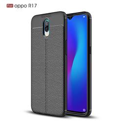 Luxury Auto Focus Litchi Texture Silicone TPU Back Cover for Oppo R17 - Black