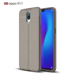 Luxury Auto Focus Litchi Texture Silicone TPU Back Cover for Oppo R17 - Gray