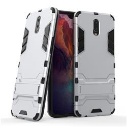 Armor Premium Tactical Grip Kickstand Shockproof Dual Layer Rugged Hard Cover for Oppo R17 - Silver