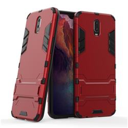 Armor Premium Tactical Grip Kickstand Shockproof Dual Layer Rugged Hard Cover for Oppo R17 - Wine Red