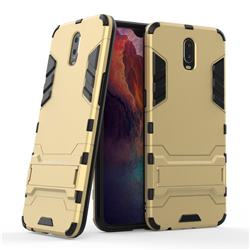 Armor Premium Tactical Grip Kickstand Shockproof Dual Layer Rugged Hard Cover for Oppo R17 - Golden