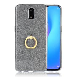 Luxury Soft TPU Glitter Back Ring Cover with 360 Rotate Finger Holder Buckle for Oppo R17 - Black