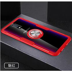 Acrylic Glass Carbon Invisible Ring Holder Phone Cover for Oppo R17 - Charm Red