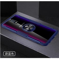 Acrylic Glass Carbon Invisible Ring Holder Phone Cover for Oppo R17 - Azure