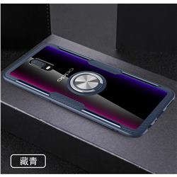 Acrylic Glass Carbon Invisible Ring Holder Phone Cover for Oppo R17 - Navy