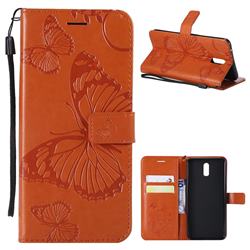 Embossing 3D Butterfly Leather Wallet Case for Oppo R17 - Orange