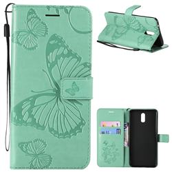 Embossing 3D Butterfly Leather Wallet Case for Oppo R17 - Green