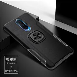 Knight Armor Anti Drop PC + Silicone Invisible Ring Holder Phone Cover for Oppo R17 Pro - Black