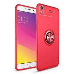 Auto Focus Invisible Ring Holder Soft Phone Case for Oppo R9 - Red