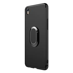 Anti-fall Invisible 360 Rotating Ring Grip Holder Kickstand Phone Cover for Oppo R9 - Black