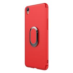 Anti-fall Invisible 360 Rotating Ring Grip Holder Kickstand Phone Cover for Oppo R9 - Red