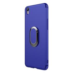 Anti-fall Invisible 360 Rotating Ring Grip Holder Kickstand Phone Cover for Oppo R9 - Blue