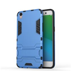 Armor Premium Tactical Grip Kickstand Shockproof Dual Layer Rugged Hard Cover for Oppo R9 Plus - Light Blue