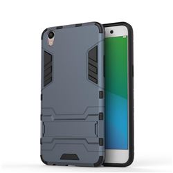 Armor Premium Tactical Grip Kickstand Shockproof Dual Layer Rugged Hard Cover for Oppo R9 Plus - Navy