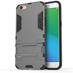 Armor Premium Tactical Grip Kickstand Shockproof Dual Layer Rugged Hard Cover for Oppo R9s Plus - Gray
