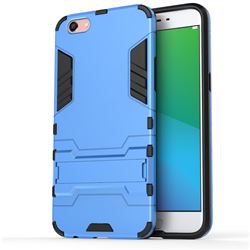 Armor Premium Tactical Grip Kickstand Shockproof Dual Layer Rugged Hard Cover for Oppo R9s Plus - Light Blue