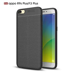 Luxury Auto Focus Litchi Texture Silicone TPU Back Cover for Oppo R9s Plus - Black