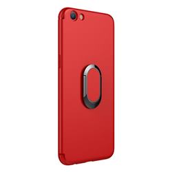 Anti-fall Invisible 360 Rotating Ring Grip Holder Kickstand Phone Cover for Oppo R9s Plus - Red