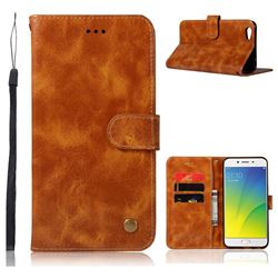 Luxury Retro Leather Wallet Case for Oppo R9s Plus - Golden