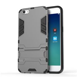 Armor Premium Tactical Grip Kickstand Shockproof Dual Layer Rugged Hard Cover for Oppo R9s - Gray