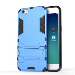 Armor Premium Tactical Grip Kickstand Shockproof Dual Layer Rugged Hard Cover for Oppo R9s - Light Blue