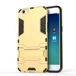 Armor Premium Tactical Grip Kickstand Shockproof Dual Layer Rugged Hard Cover for Oppo R9s - Golden