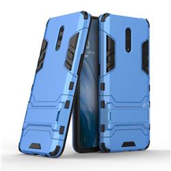Armor Premium Tactical Grip Kickstand Shockproof Dual Layer Rugged Hard Cover for Oppo Reno - Light Blue