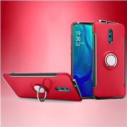 Armor Anti Drop Carbon PC + Silicon Invisible Ring Holder Phone Case for Oppo Reno - Red