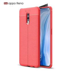 Luxury Auto Focus Litchi Texture Silicone TPU Back Cover for Oppo Reno - Red